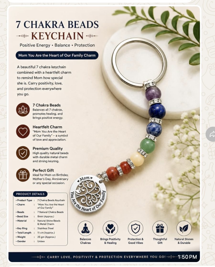 7 Chakra Beads Keychain with Mom Charm