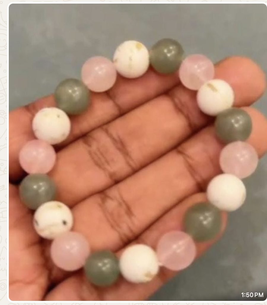 Rose Quartz, White Howlite and Green Aventurine Trio Bracelet (GRH Mix)