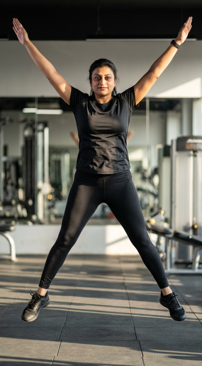 Fitness jump pose