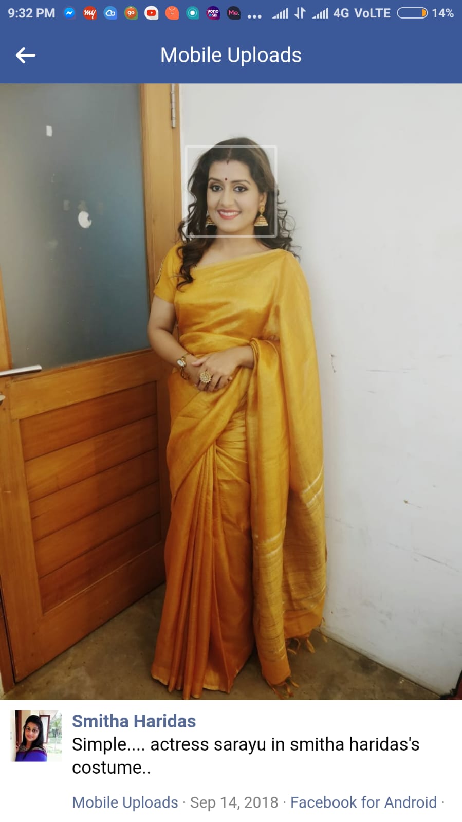 Actress Sarayu in Smitha Haridas costume