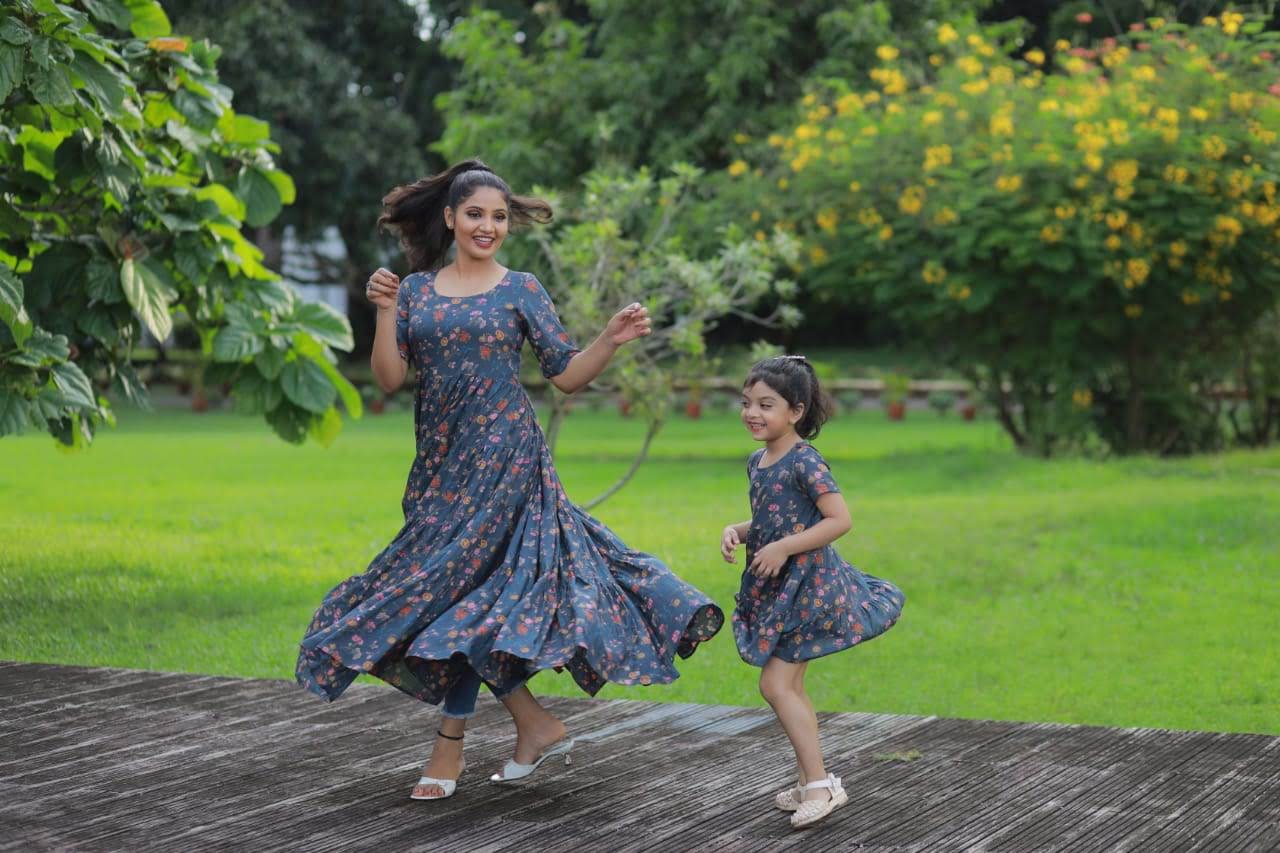 Smitha and daughter in matching designs